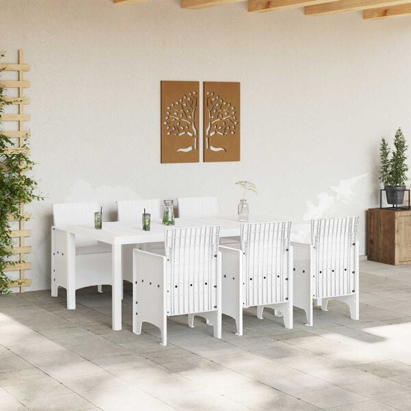 vidaXL Garden Dining Set 7 pcs White Polt rattan