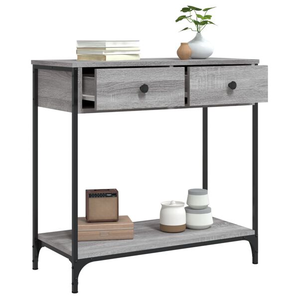 vidaXL Console Table Grey Sonoma Engineered wood, Metal Medium
