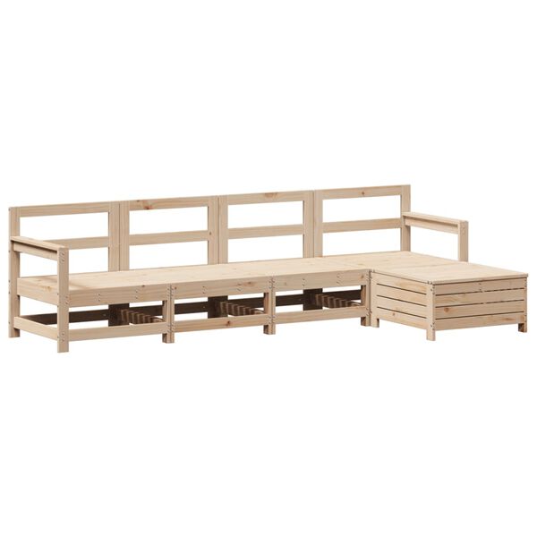 vidaXL Garden Sofa Set Natural Wood Solid pine wood (untreated) Large
