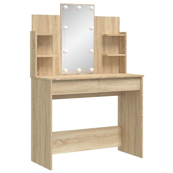 vidaXL Dressing Table Sonoma Oak Engineered wood, Glass