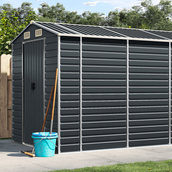 vidaXL Garden Shed Anthracite Galvanized Steel Large Garden Shed