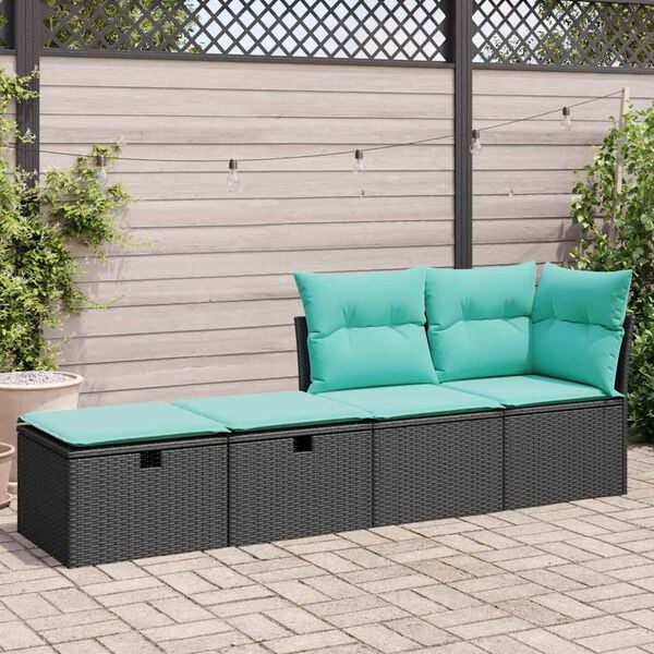 vidaXL Garden Sofa Set Black PE rattan Medium UV-resistant materials