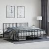 vidaXL Bed Frame Black Powder-Coated Steel Super King Size Bed Frame