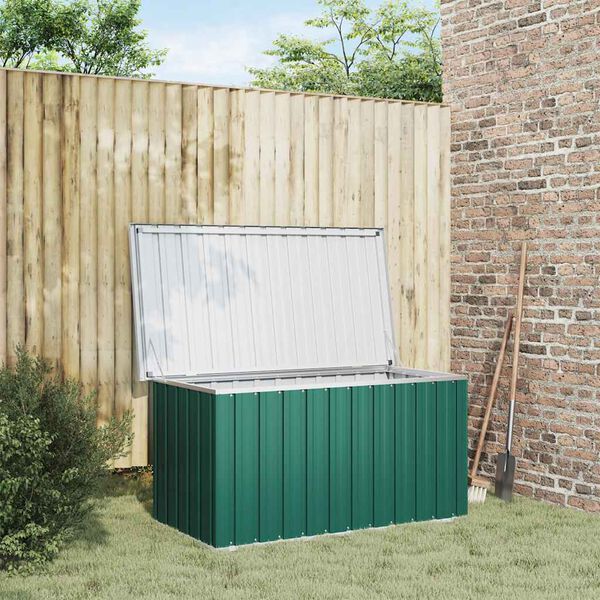 vidaXL Storage Box Green Galvanized steel, plastic 50.8 x 26.4 x 25.6 in