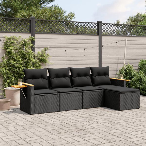 vidaXL Garden Sofa Set Black