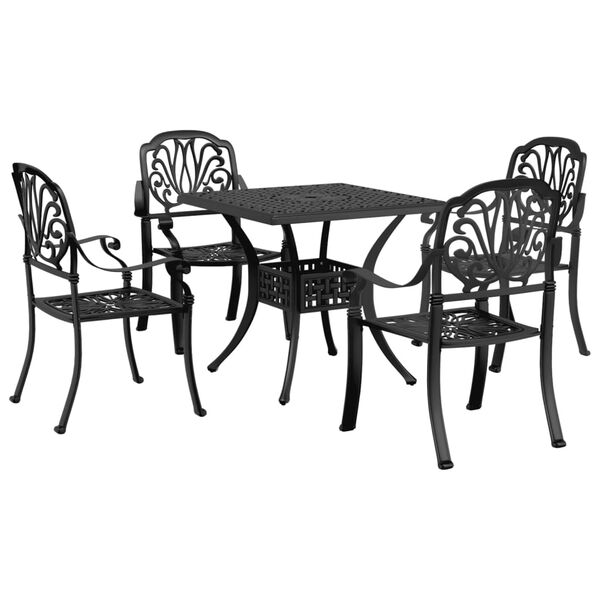 vidaXL Garden Dining Set Black Cast Aluminum Durable