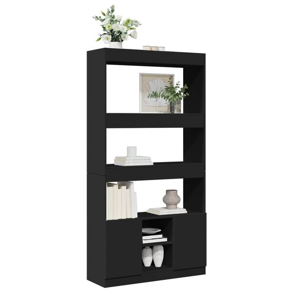 vidaXL Highboard Black Engineered Wood Tall Highboard Rectangular