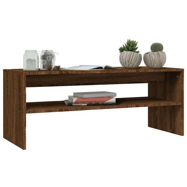 vidaXL Coffee Table Brown Oak Engineered Wood 39.4x15.7x15.7 in