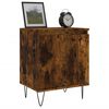 vidaXL Bedside Cabinet Smoked Oak Engineered Wood, Iron 15.7x11.8x19.7 in