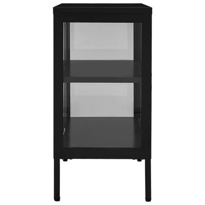 vidaXL Sideboard Black 27.6"x13.8"x27.6" Steel and Glass