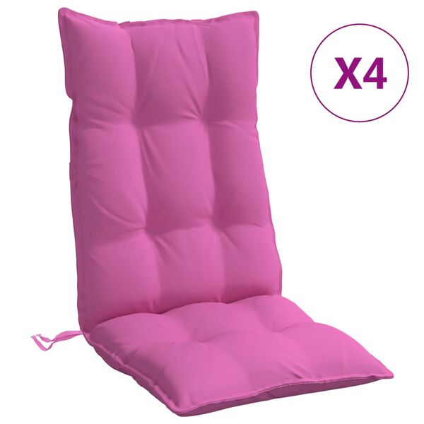 vidaXL Highback Chair Cushion Set of 4 Pink Oxford fabric (100% polyester)