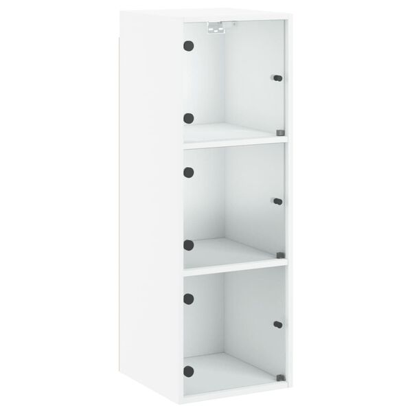 vidaXL Wall Cabinet White Engineered wood, glass Medium Wall Mounting
