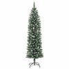 vidaXL Artificial Slim Christmas Tree Green and White 59.06 in