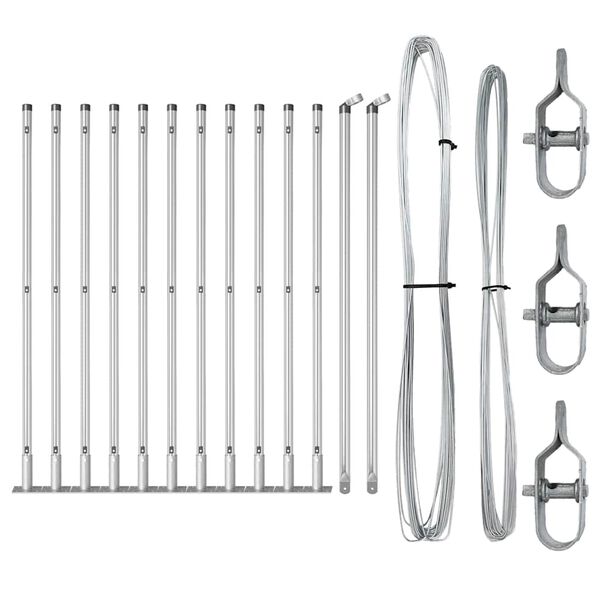 vidaXL Fence Posts Manual 13 pcs Silver Ø32mm 110 cm Galvanized steel