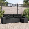 vidaXL Garden Sofa Set Black PE rattan Large Adjustable Feet