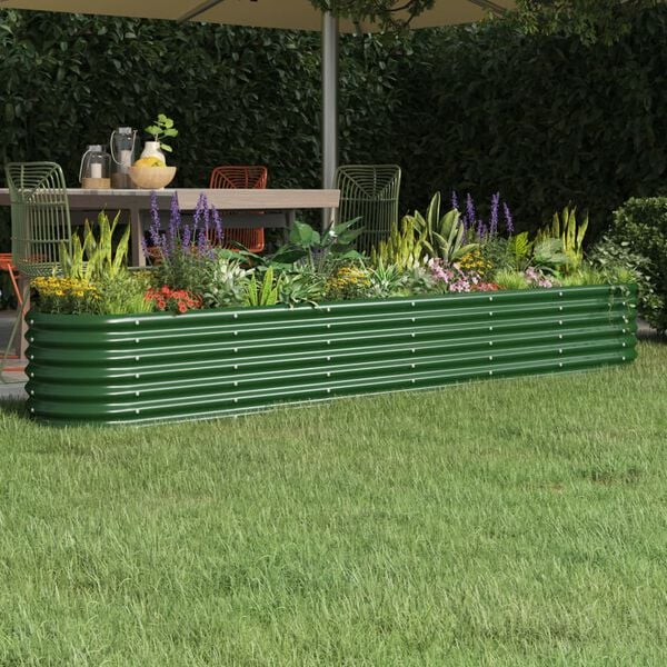 vidaXL Garden Raised Bed Green Powder-coated steel Large Durable
