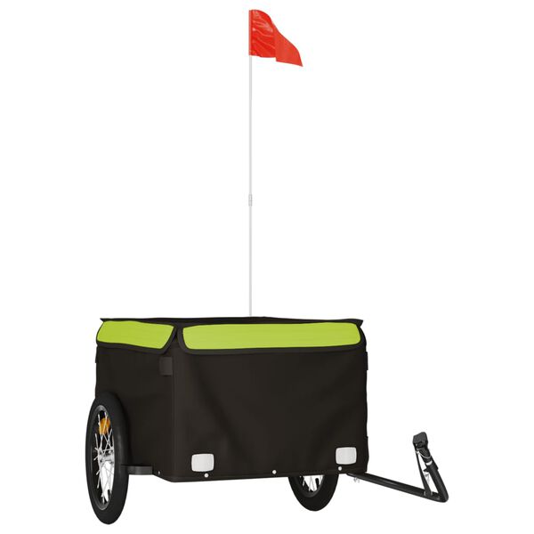 vidaXL Bike Trailer Black and Green 99.2 lb Iron