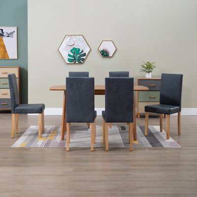vidaXL Dining Chairs 6 pcs Gray Faux Leather