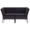 vidaXL Garden Lounge Set Black Poly Rattan, Powder-Coated Steel, Polyester