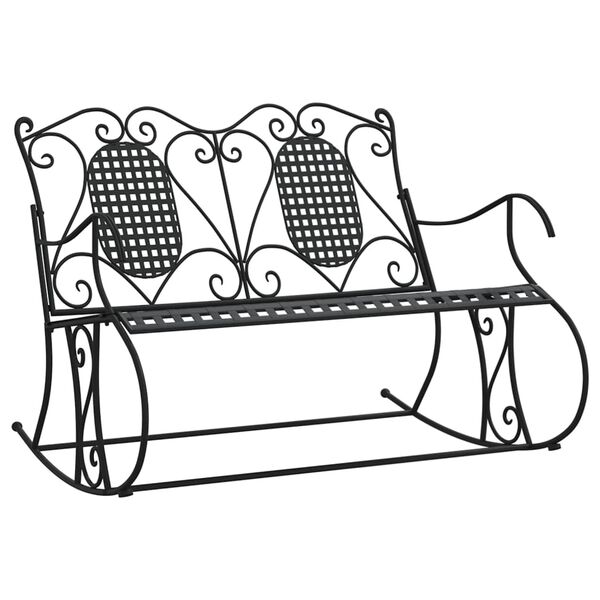 vidaXL Rocking Bench Black Steel Standard Rocking Bench Rectangular