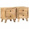 vidaXL Bedside Cabinet Set of 2 Mango wood Solid rough mango wood