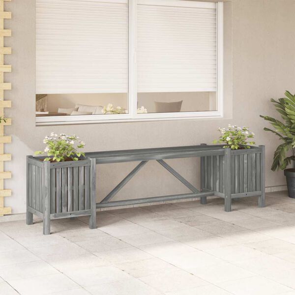 vidaXL Garden Bench Grey Solid acacia wood 59 in Planters Garden Bench
