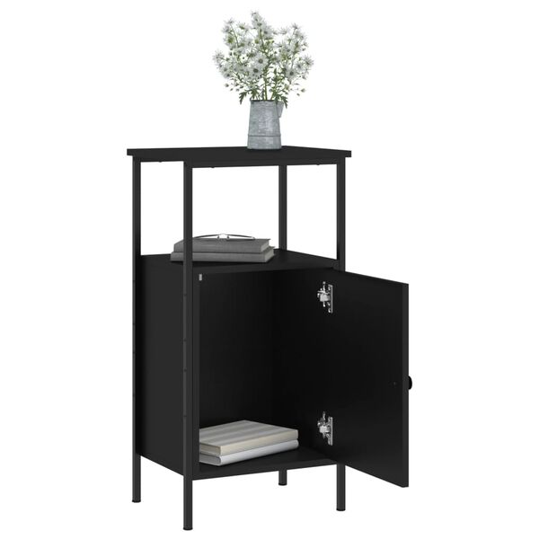 vidaXL Bedside Cabinet Set of 2 Black Engineered wood, iron Standard