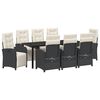 vidaXL Garden Dining Set with Cushion 9 pcs Black Poly Rattan