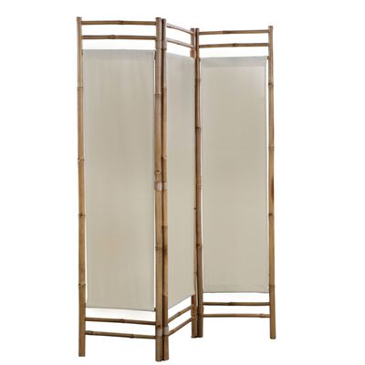 vidaXL Folding 3-Panel Room Divider Bamboo and Canvas 47.2"