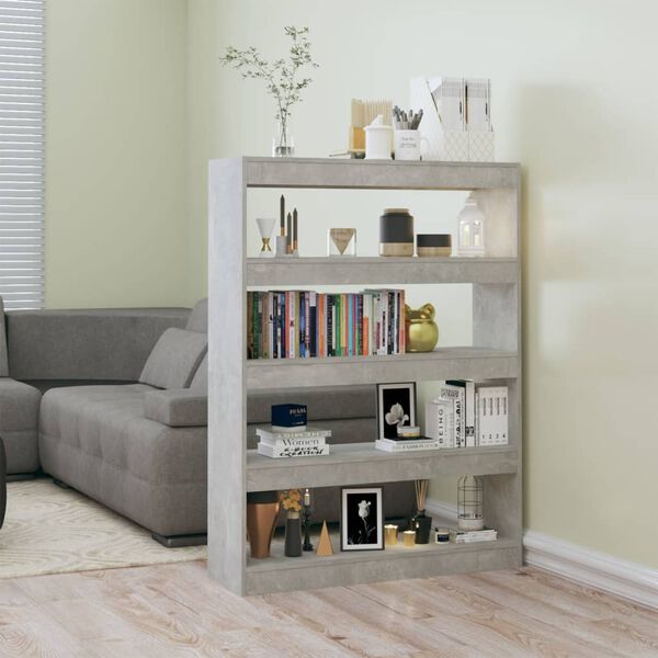 vidaXL Book Cabinet Concrete grey Engineered wood 39.4 x 11.8 x 53.1 in