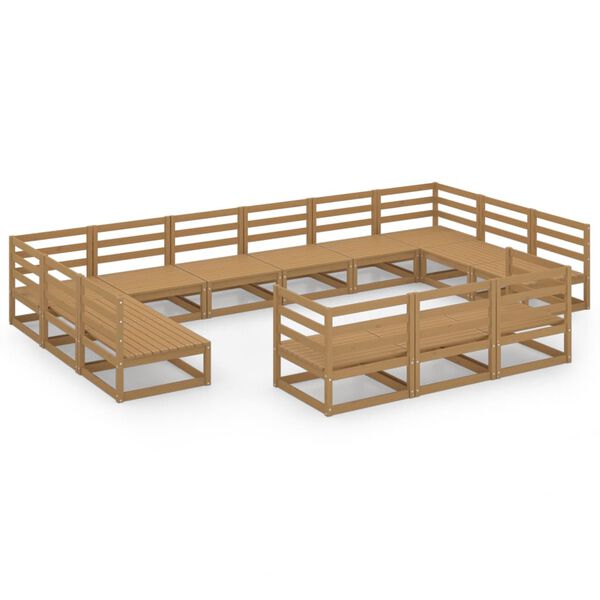 vidaXL Garden Lounge Set Honey Brown Solid Pine Wood Large Modular