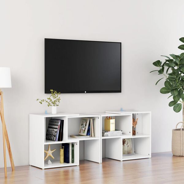 vidaXL TV Cabinet White Engineered wood Medium TV Cabinet Rectangular