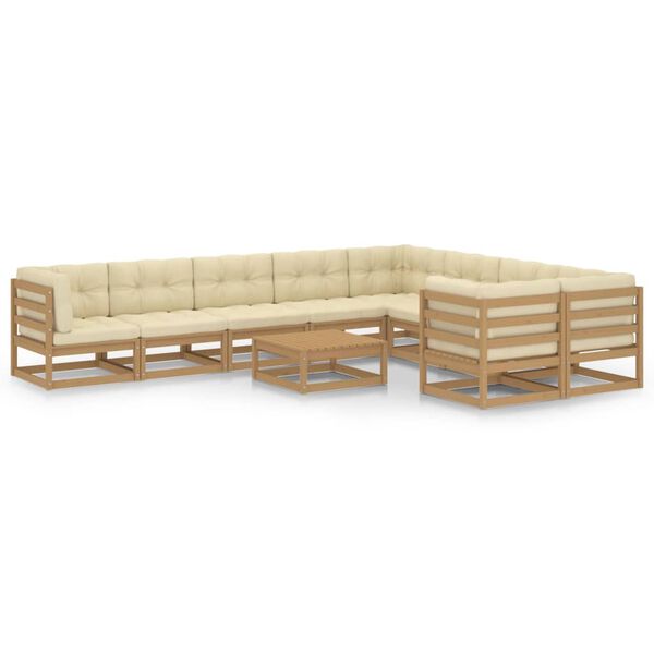 vidaXL Garden Lounge Set Honey brown Solid pinewood 10 Piece Modular