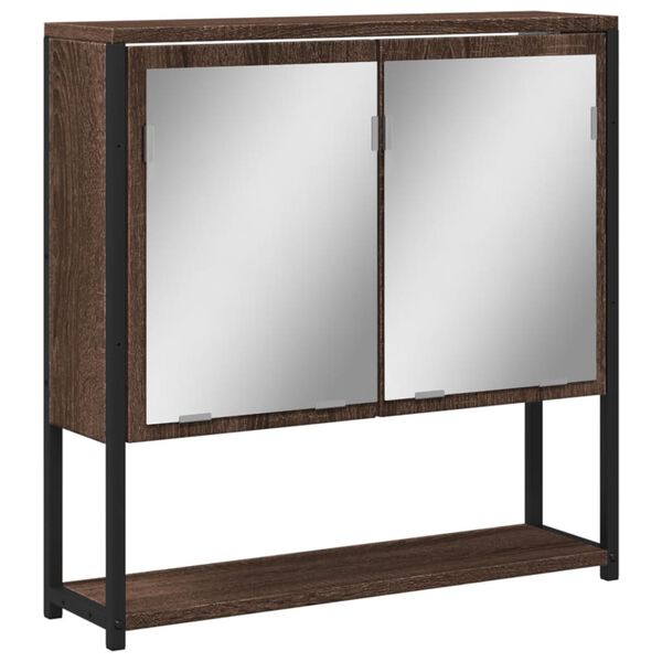 vidaXL Bathroom Mirror Cabinet Brown Oak