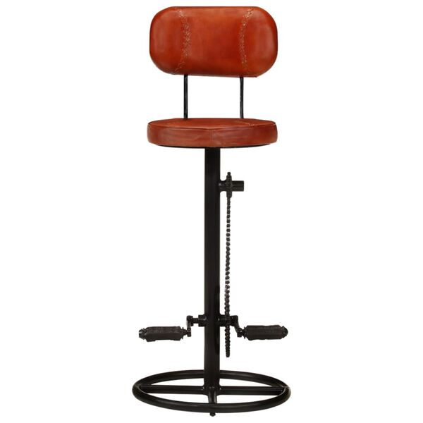 vidaXL Bar Stool Set of 2 Black and Brown Real Goat Leather, Iron