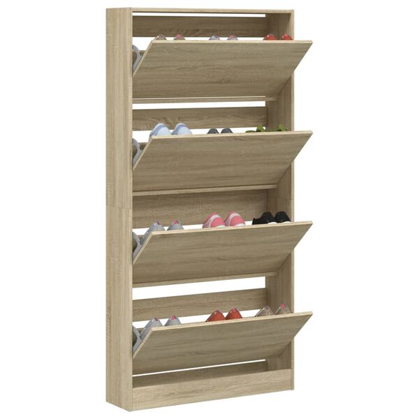 vidaXL Shoe Cabinet Sonoma Oak Engineered Wood Tall and Narrow