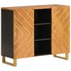vidaXL Side Cabinet Brown and Black Solid Mango Wood, MDF, Iron Medium