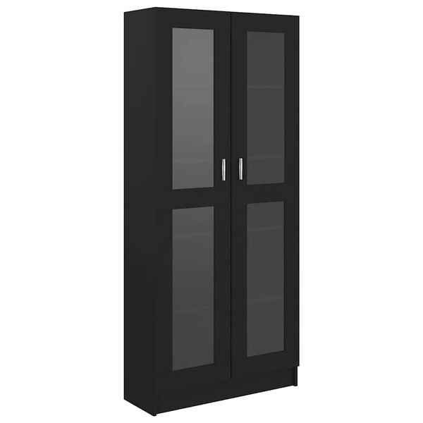 vidaXL Vitrine Cabinet Black 32.5x12.0x72.8" Engineered Wood