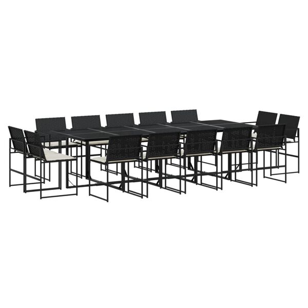 vidaXL Garden Dining Set Black, Cream White