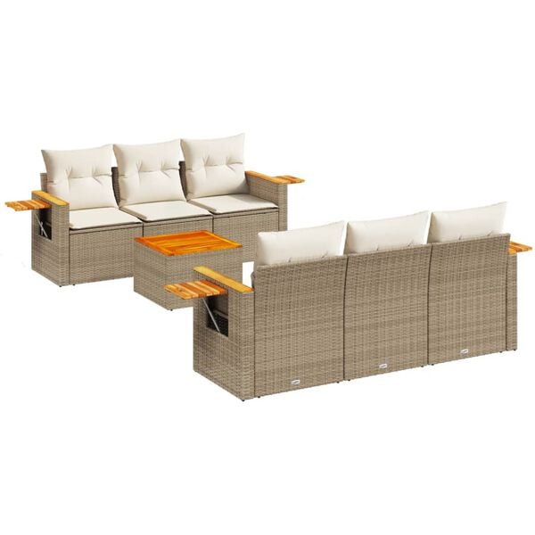 vidaXL Garden Sofa Set Beige, Cream White