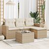 vidaXL Garden Sofa Set Beige PE Rattan, Powder-Coated Steel, Tempered Glass