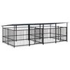 vidaXL Dog Kennel Black Powder-coated steel Large Durable Dog Kennel
