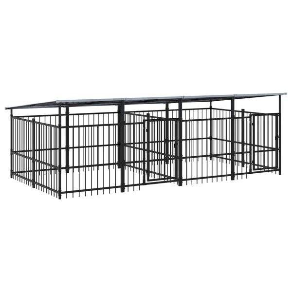 vidaXL Dog Kennel Black Powder-coated steel Large Durable Dog Kennel
