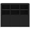 vidaXL Sideboard Set of 3 Black Engineered wood, Glass Sideboard