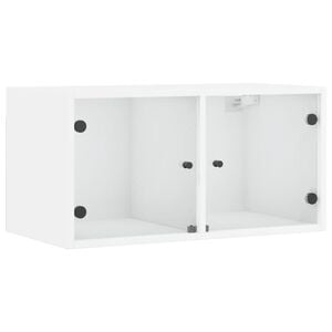vidaXL Wall Cabinet White Engineered wood, Glass Medium Wall Cabinet
