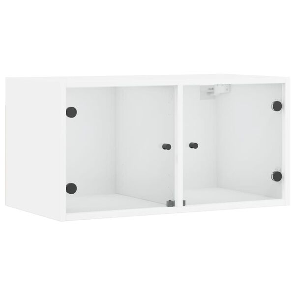vidaXL Wall Cabinet White Engineered wood, Glass Medium Wall Cabinet