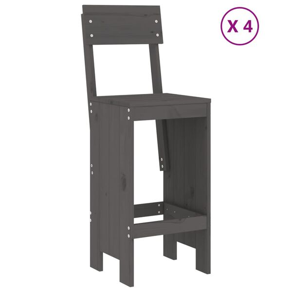 vidaXL Garden Bar Set Grey Solid pine wood Footrest Garden Bar Set