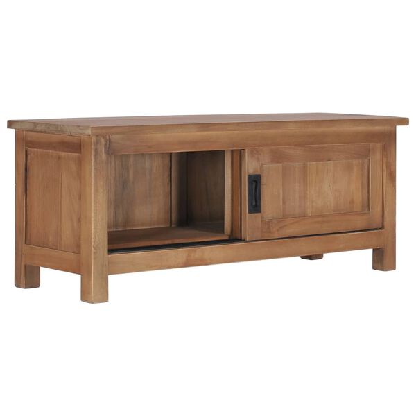 vidaXL TV Cabinet Natural Teak Solid Teak Wood Medium Teak TV Cabinet