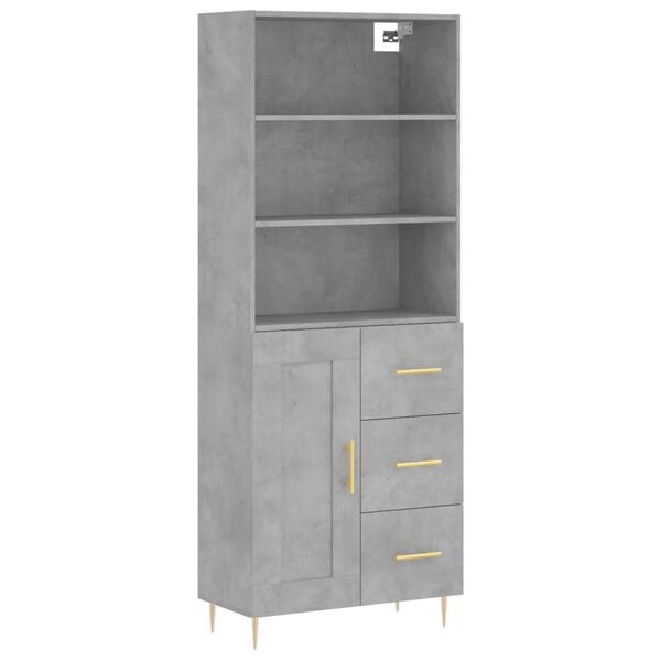 vidaXL Highboard Concrete grey Engineered wood, metal One Size Highboard