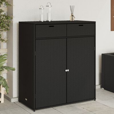 vidaXL Patio Storage Cabinet Black 41.3"x21.7"x44.5" Poly Rattan